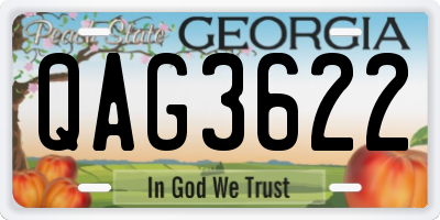 GA license plate QAG3622