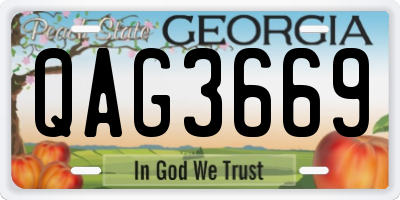 GA license plate QAG3669