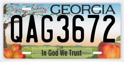 GA license plate QAG3672