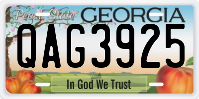 GA license plate QAG3925