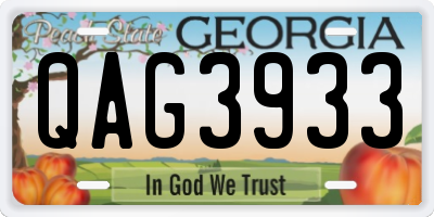 GA license plate QAG3933