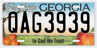 GA license plate QAG3939
