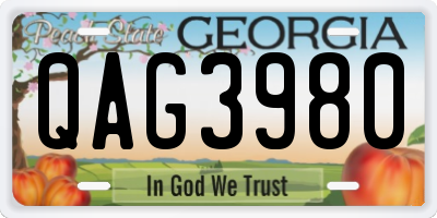 GA license plate QAG3980