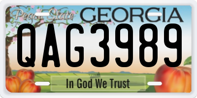 GA license plate QAG3989