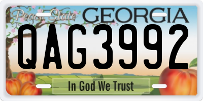 GA license plate QAG3992