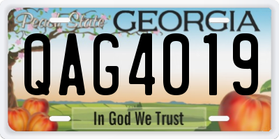 GA license plate QAG4019