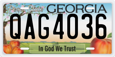 GA license plate QAG4036