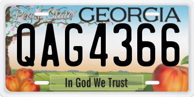 GA license plate QAG4366