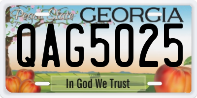 GA license plate QAG5025