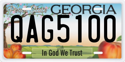 GA license plate QAG5100