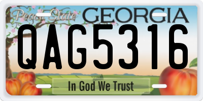 GA license plate QAG5316