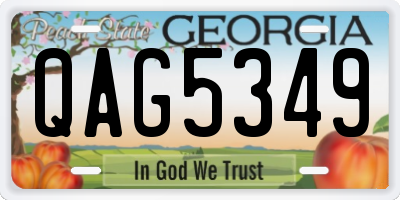 GA license plate QAG5349