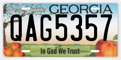GA license plate QAG5357