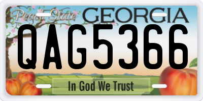 GA license plate QAG5366