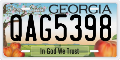 GA license plate QAG5398