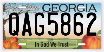 GA license plate QAG5862