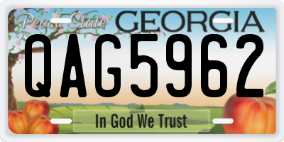 GA license plate QAG5962