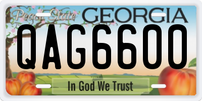 GA license plate QAG6600