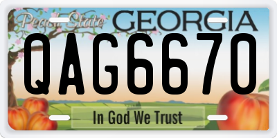 GA license plate QAG6670