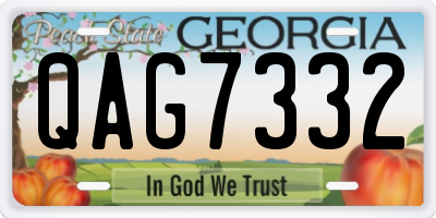 GA license plate QAG7332