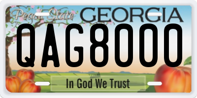 GA license plate QAG8000