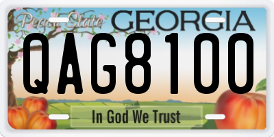 GA license plate QAG8100