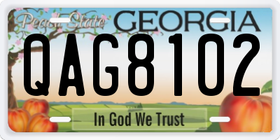 GA license plate QAG8102