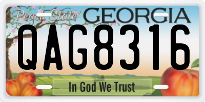 GA license plate QAG8316
