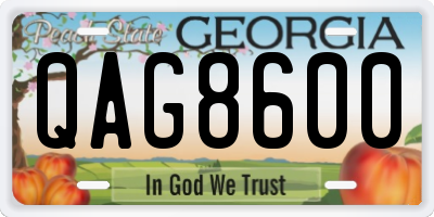 GA license plate QAG8600