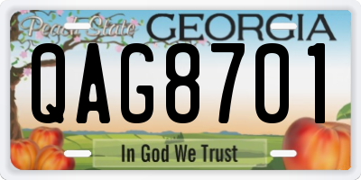 GA license plate QAG8701