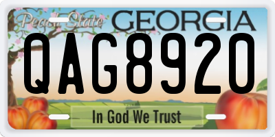GA license plate QAG8920