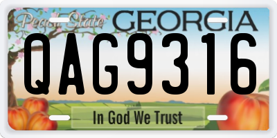 GA license plate QAG9316