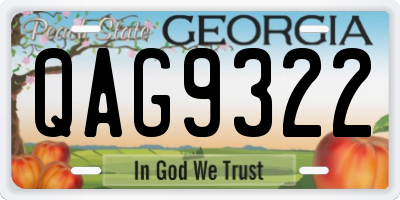 GA license plate QAG9322