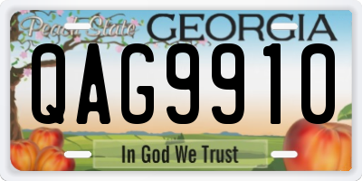 GA license plate QAG9910