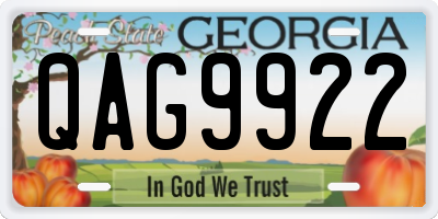 GA license plate QAG9922