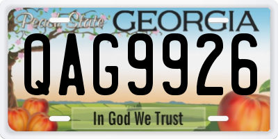 GA license plate QAG9926
