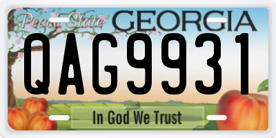 GA license plate QAG9931