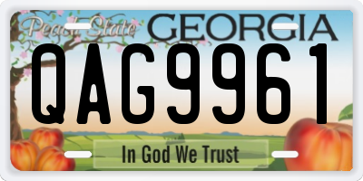 GA license plate QAG9961