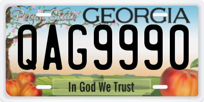 GA license plate QAG9990