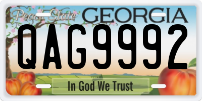 GA license plate QAG9992