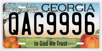 GA license plate QAG9996