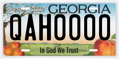 GA license plate QAH0000