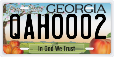 GA license plate QAH0002