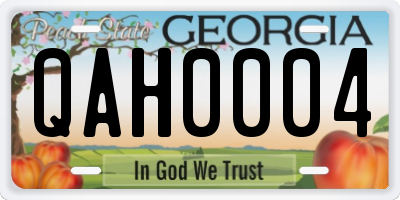 GA license plate QAH0004