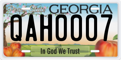 GA license plate QAH0007