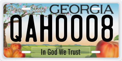 GA license plate QAH0008
