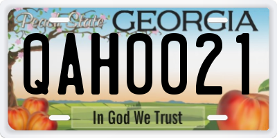 GA license plate QAH0021
