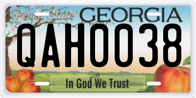 GA license plate QAH0038
