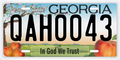 GA license plate QAH0043