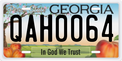 GA license plate QAH0064